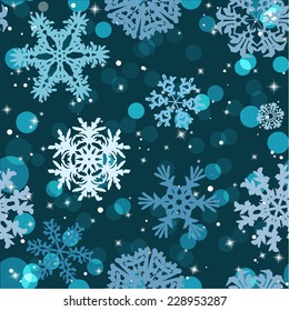 Snowflakes Winter seamless texture, endless pattern.