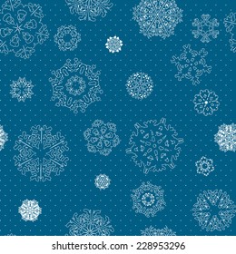 Snowflakes Winter seamless texture, endless pattern.