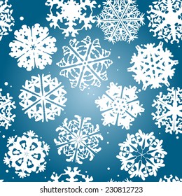 Snowflakes Winter seamless texture, endless pattern.