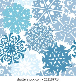 Snowflakes Winter seamless texture, endless pattern.