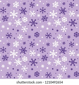 Snowflakes in the winter sky - gift wrapping paper vector, seamless pattern