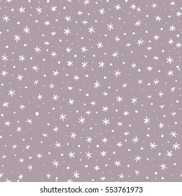 Snowflakes. Winter. Vector Seamless Pattern. Scandinavian Style Background. 