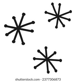 Schneeflocken.Vektorgrafik eines mit Motiven versehenen np auf weißem Hintergrund.