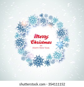 Snowflakes-Winter Background , Christmas and New Year Illustration