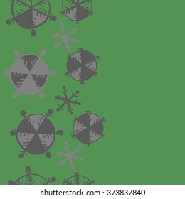 Snowflakes,winter pattern, doodles, ellipses,objects, seamless, vertical, copy space. Hand drawn.