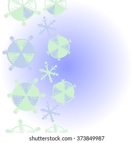 Snowflakes,winter pattern, doodles, ellipses,objects, vertical, copy space. Hand drawn.