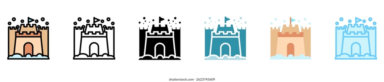Snow-fort multi estilo, mini ilustração ícone conjunto. use para conceito moderno, impressão, UI, kit UX, web e desenvolvimento de aplicativos. Vetor EPS 10, relacionado com o inverno, estação fria.