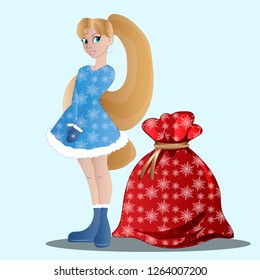 Snowgirl and gift new year