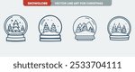 Snowglobe Christmas Outline Icon Set - Minimal Simple Line Web Icon Set Thin Vector Illustration
