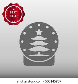 Snowglobe with Christmas Tree Vector Icon Illustration