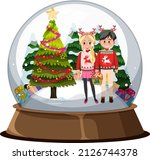 Snowglobe with couple man and woman illustration