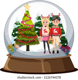 Snowglobe with couple man and woman illustration