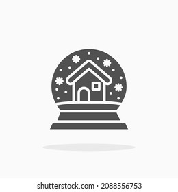 Snowglobe con el ícono de la casa. Estilo sólido o glifo. Ilustración vectorial. Disfruta de este icono para tu proyecto.