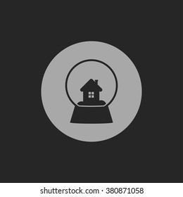 snowglobe with house vector icon