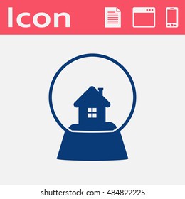 snowglobe with house vector icon