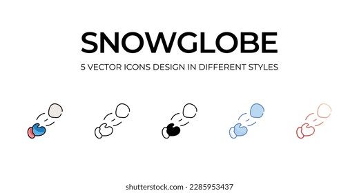 Snowglobe Icon Design in Five style with Editable Stroke. Line, Solid, Flat Line, Duo Tone Color, and Color Gradient Line. Suitable for Web Page, Mobile App, UI, UX and GUI design.
