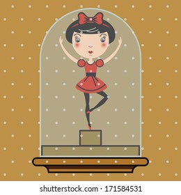 Snow-globe illustration with a ballerina inside