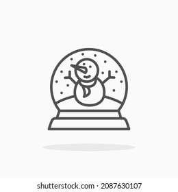 Snowglobe con un ícono de hombre de nieve. Estroque editable y píxel perfecto. Estilo de esquema. Ilustración vectorial. Disfruta de este icono para tu proyecto.