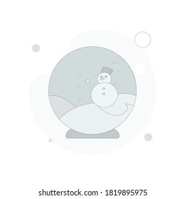 snow-globe with snowman vector flat illustration on white background
