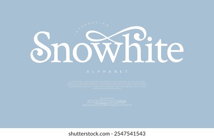 Snowhite typography beauty fashion elegant minimalist serif italic fonts decorative wedding vintage retro logos. Minimal luxury font alphabet logo. Vector illustration