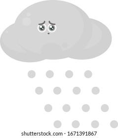 Snowing cloud, illustration, vector on white background.