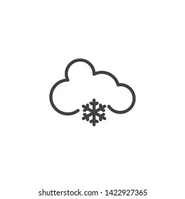 Snowing cloud line icon. linear style sign for mobile concept and web design. Cloud and snowflake outline vector icon. Forecast weather symbol, logo illustration. Vector graphics