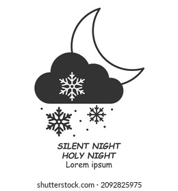 Icono de la luna y la nube de nieve. Símbolo del clima invernal. Ilustración vectorial en un fondo blanco. Para decoración de ícono, sello, etiqueta, certificado, folleto, tarjeta de regalo, cartel, cupón o banner.