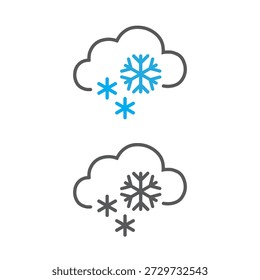 Está nevando. Uma nuvem com três flocos de neve.