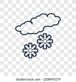 Snowing concept vector linear icon isolated on transparent background, Snowing concept transparency concept in outline style