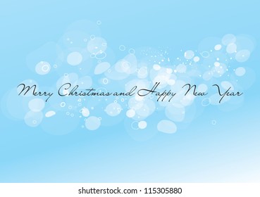 Snowing glittering Merry Christmas blue background