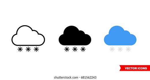 Snowing icon of 3 types: color, black and white, outline. Isolated vector sign symbol.
