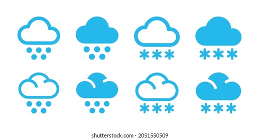 Symbol-Set zum Schneen. Wolke mit Schneebild Vektorgrafik. Winterkonzept