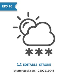 Snowing Icon. Snow, Cloud, Snowflake, Weather, Winter, Sun. Professional, pixel perfect vector icon.