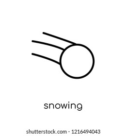 snowing icon. Trendy modern flat linear vector snowing icon on white background from thin line collection, outline vector illustration