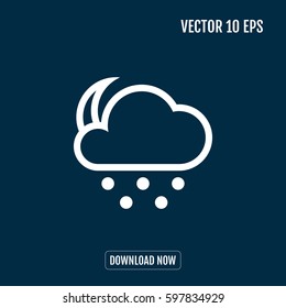 snowing night moon vector icon weather forecast