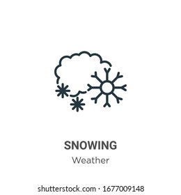 Icono de vector de contorno de la imagen. Icono de nieve negra en línea delgada, ilustración de elemento simple vector plano del concepto meteorológico editable trazo aislado sobre fondo blanco