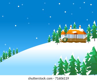 snowing town