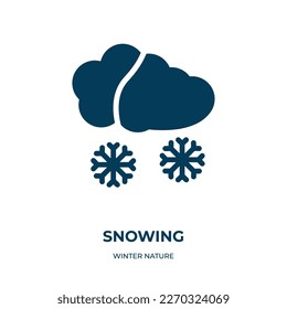 icono del vector de nieve. nieve, nieve, íconos llenos de tiempo del concepto de naturaleza de invierno plana. Icono de glifo negro aislado, elemento de símbolo de ilustración vectorial para diseño web y aplicaciones móviles