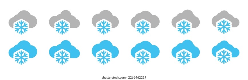 Juego de iconos del clima de nieve. Vector de iconos de nevada. símbolo de icono de nieve. Nevada fría, copo de nieve y símbolo de nube para aplicaciones y sitios web, ilustración vectorial