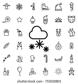 snowing. winter, celebration, christmas line icon set