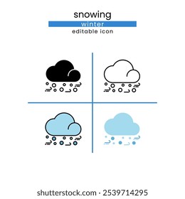 snowing Winter Season Editable icon set