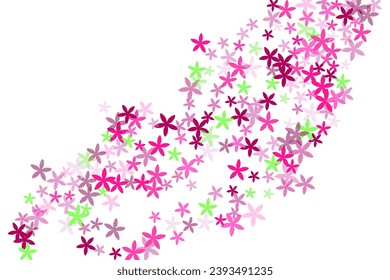 Snow-In-Summer primitive flowers vector illustration. Gentle field floral elements isolated. Cinco De Mayo holiday background. Colorful flowers Snow-In-Summer stylized blossom. Tabby petals.