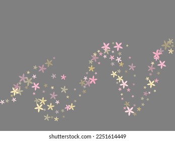 Ilustración vectorial de flores simplistas de nieve en verano. Elementos suaves de floración de campo dispersos. Fondo del Día de San Valentín. Hermosas flores, nieve en verano, floración abstracta. Pétalos de rayas.