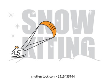 Snowkiting line icon logo concept