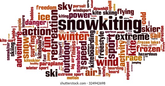 Snowkiting word cloud concept. Vector illustration