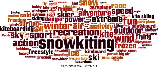 Snowkiting word cloud concept. Vector illustration