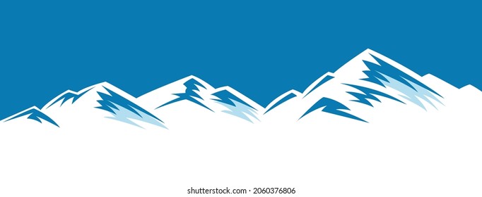 Cordillera nevada. Diseño plano. Ilustración vectorial.