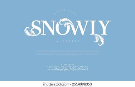 Snowly typography beauty fashion elegant minimalist serif italic fonts decorative wedding vintage retro logos. Minimal luxury font alphabet logo. Vector illustration