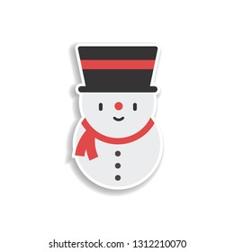 Snowman 2 colored line sticker icon. Elements of Christmas in color icons. Simple icon for websites, web design, mobile app, info graphics