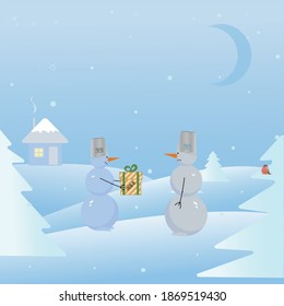 Snowman from 2020 Gives Gift as Legacy COVID-19 to Snowman 2021